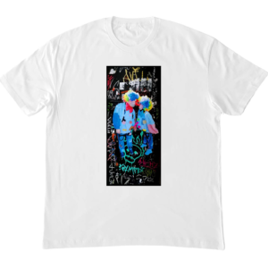 Camiseta Payasos Arte Urbano blanca con parche