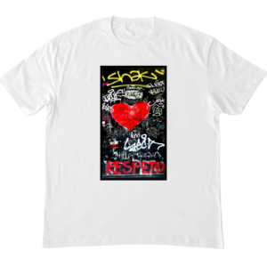 Camiseta Respeto Arte Urbano con parche blanca